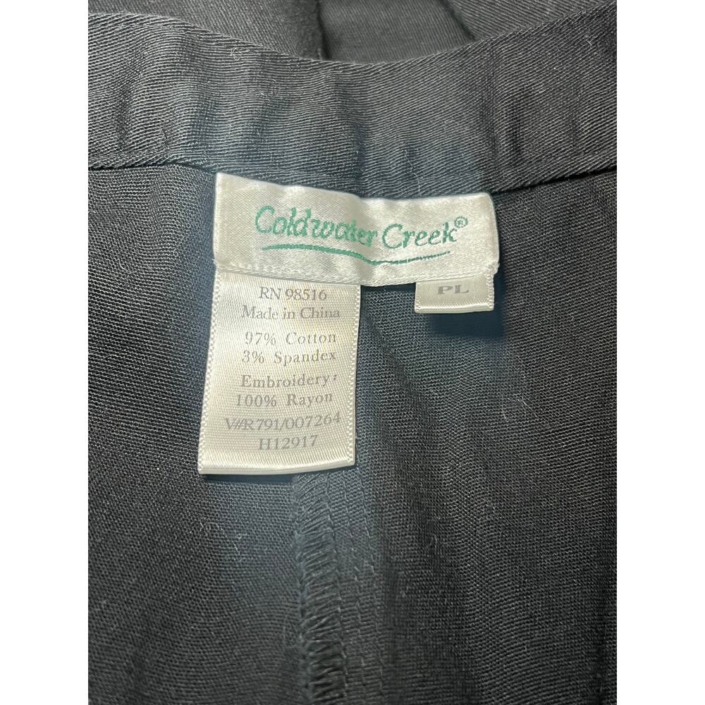 Coldwater Creek Black Embroidered Wide Leg Pants Petite Large Boho Stretch - Picture 5 of 9